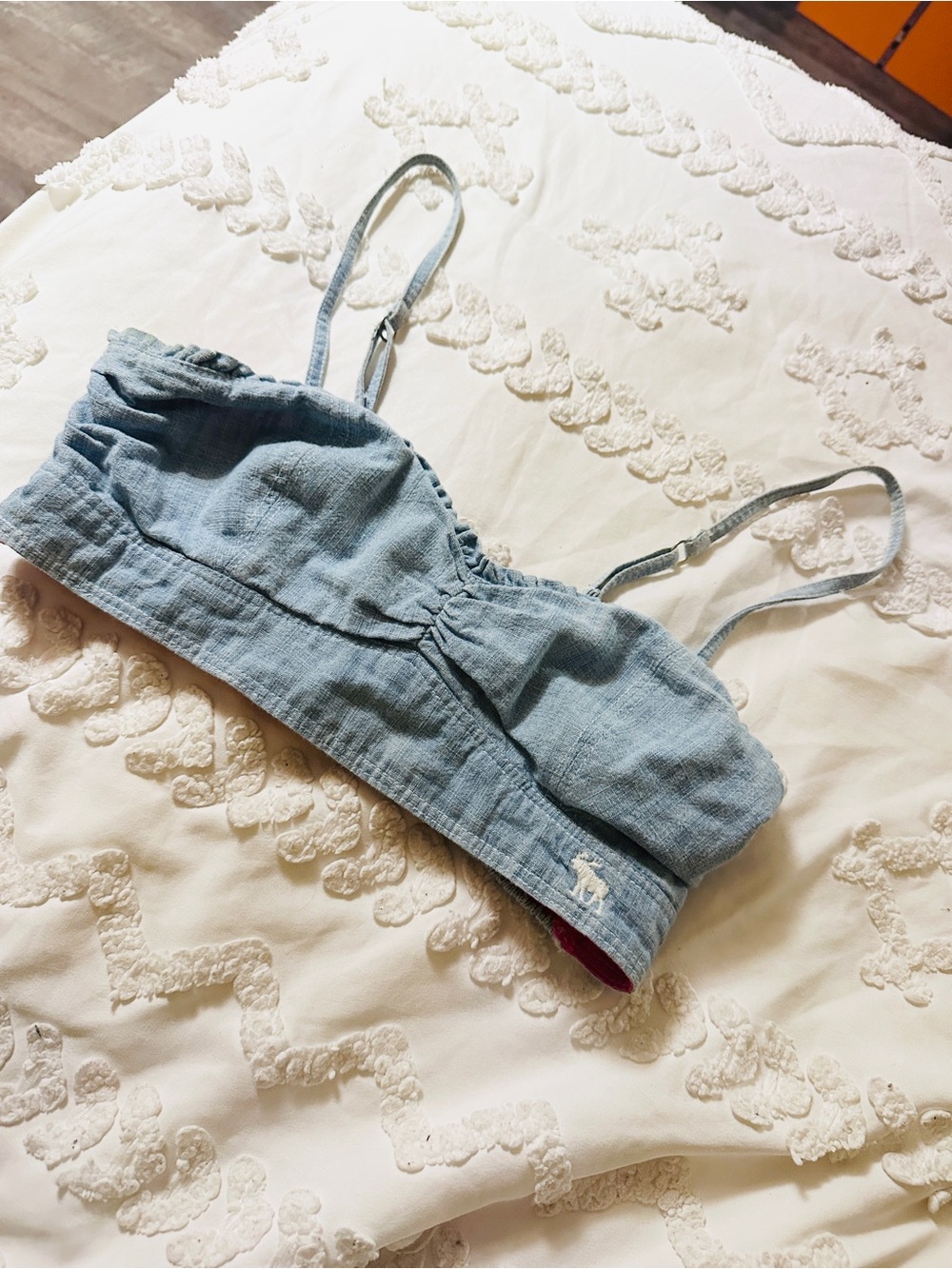 abercrombie light blue denim-look bralette